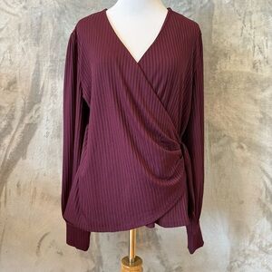 NWT Tahari Wrap Ribbed Feminine Blouse Wmn’s Sz L